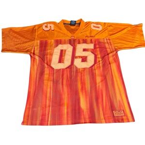 Vintage 90s 00s FUBU Football Jersey Sz 1XL Hip Hop 05 Orange Red Gradient